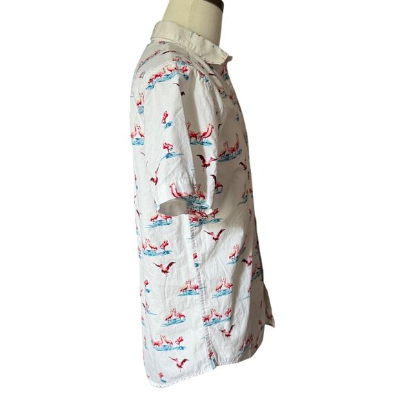 Denim & Flower Ricky Singh Slim Fit Mens Button Down Pink Flamingo Shirt Size Me - Picture 2 of 14
